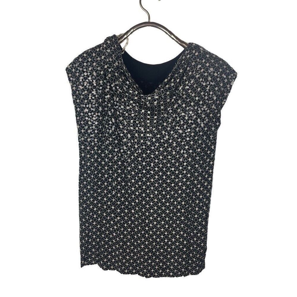 Vintage Liz Claiborne 80's Black Beaded Silk Cowl Neck Sequin Mini Dress Sz M/10